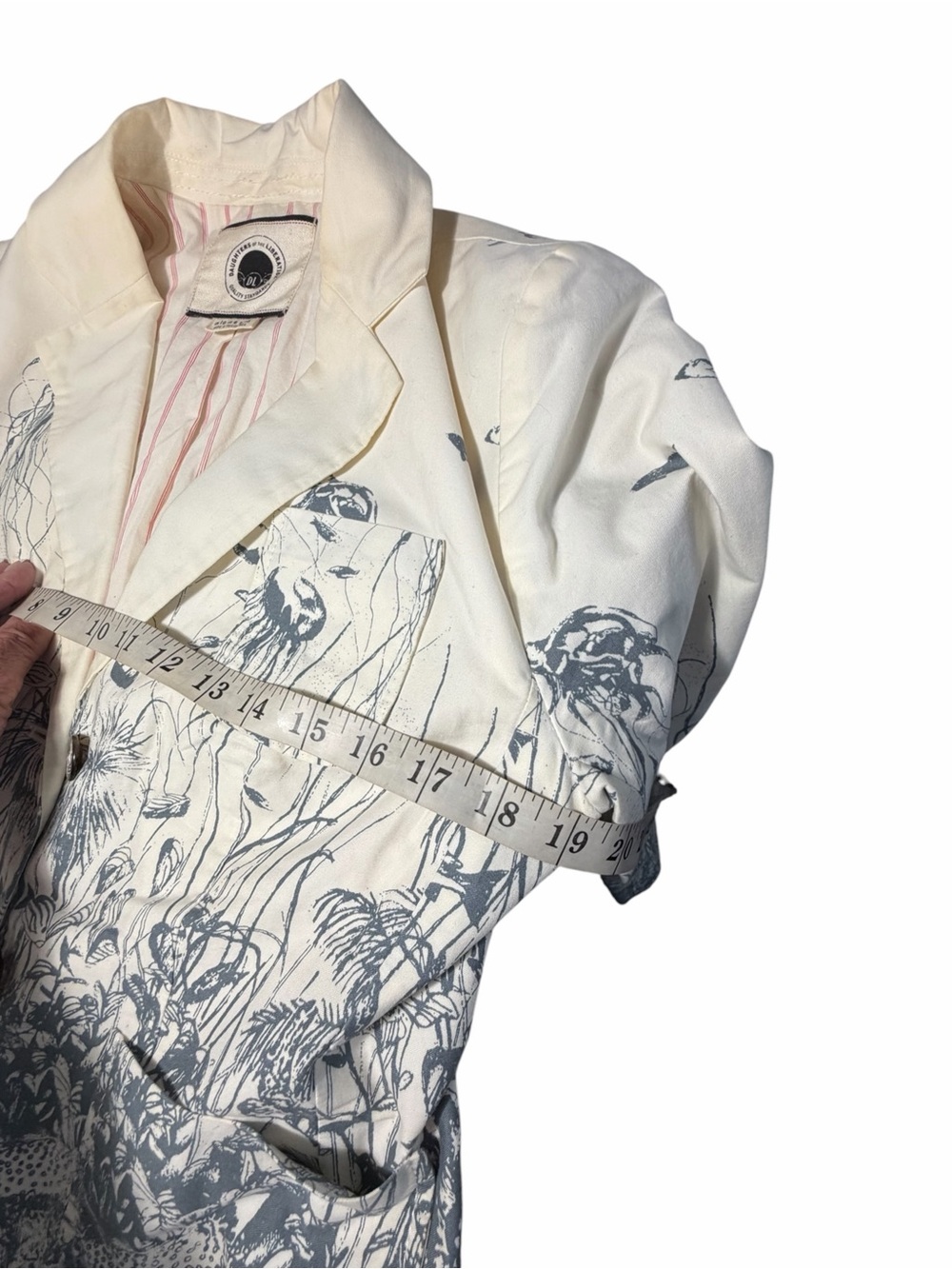 Daughters of the Liberation Sea Nettle Cream Jellyfish Print Blazer Jacket Sz 6 - Picture 10 of 14